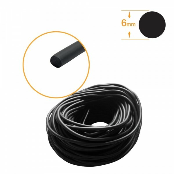 Cordão Fixação de Tela Mosquiteira - PVC PRETO maciço 6mm rolo 50m