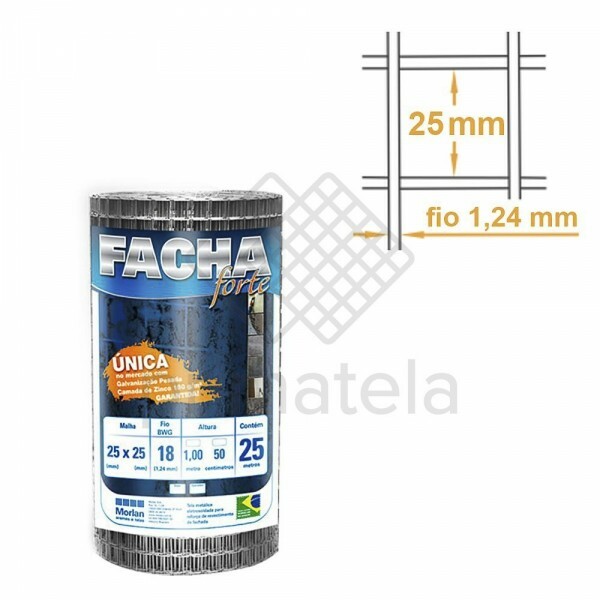 Tela de Reforço FACHAFORTE Zn3 Malha 25X25mm Fio 1,24mm MORLAN - 1.00x25m