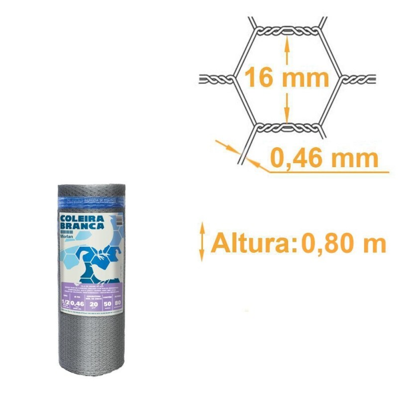 Tela Viveiro Malha 1/2 Fio 26 - COLEIRA BRANCA MORLAN 0,80x50m