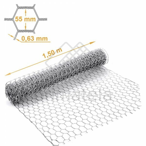 TELA HEXAGONAL GALV. GALINHEIRO MALHA 2 FIO 23 ALTURA 1,50m - PREÇO POR METRO