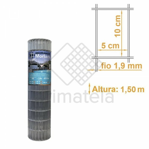 Tela Soldada Segurança Galv. Malha 10x5cm Fio 1,90mm MORLAN - 1,50x25m