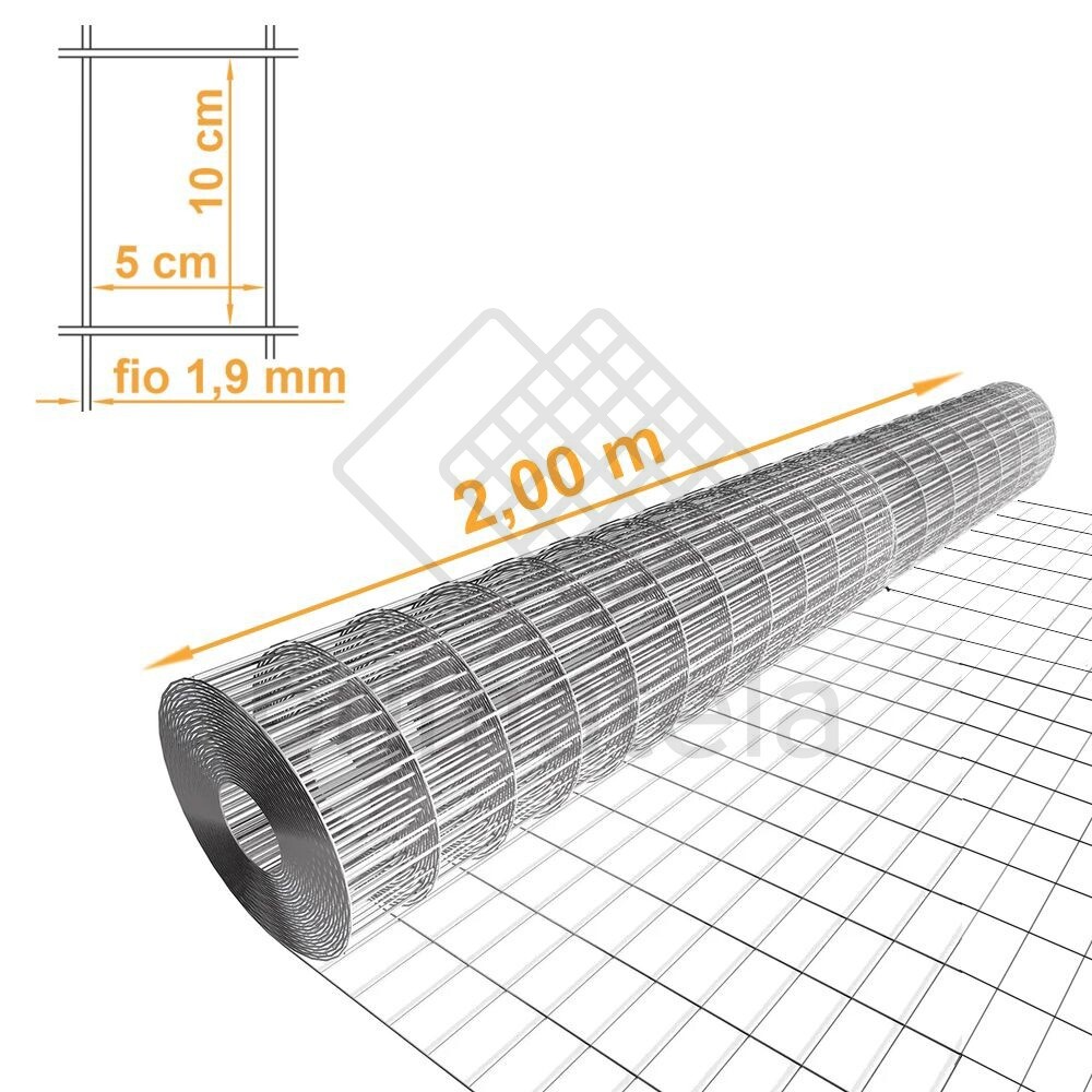 Tela Soldada Segurança Galv. Malha 10x5cm Fio 1,90mm MORLAN - 2,00x10m