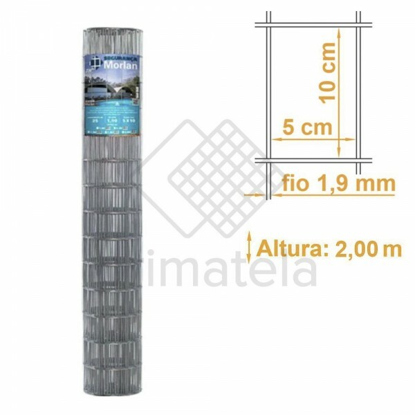 Tela Soldada Segurança Galv. Malha 10x5cm Fio 1,90mm MORLAN - 2,00x25m