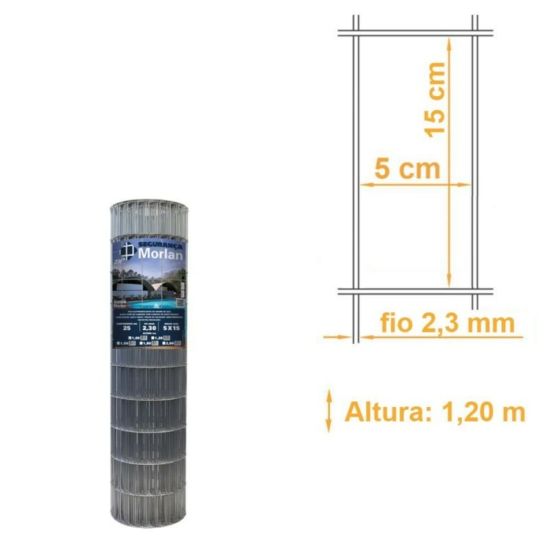 Tela para Alambrado Galvanizado Morlan 2,30 mm, 1,80 x 25 metros