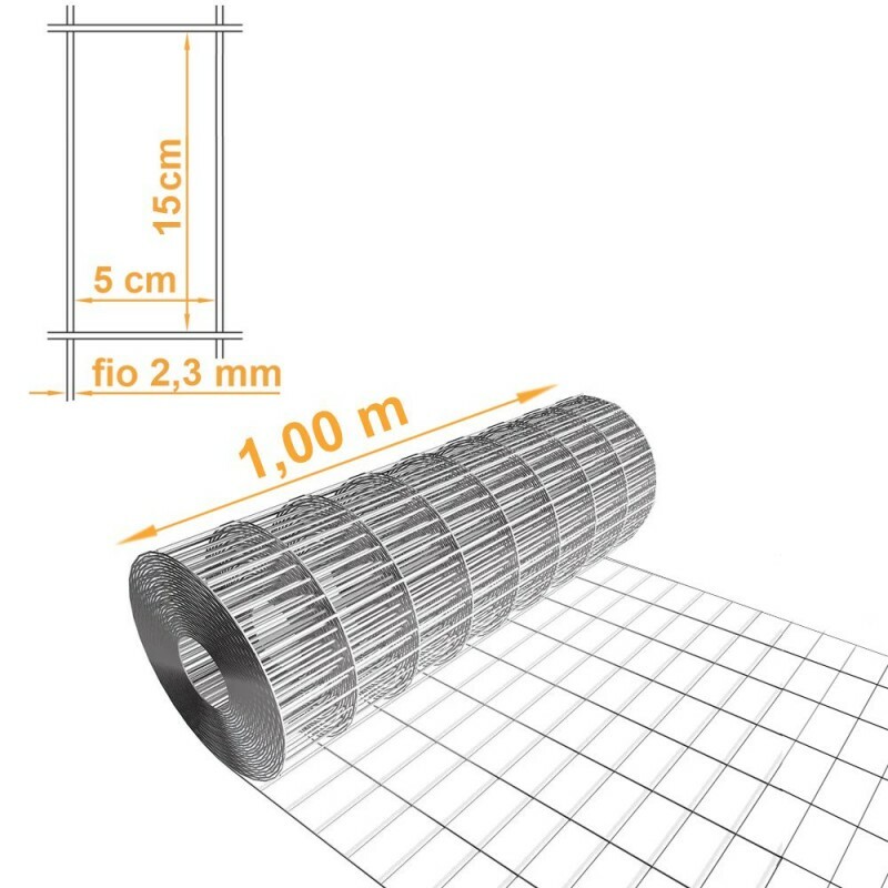 Tela Soldada Segurança Galv. ZN3 Malha 15x5cm Fio 2,30mm MORLAN Alt.1,00m - PREÇO POR METRO