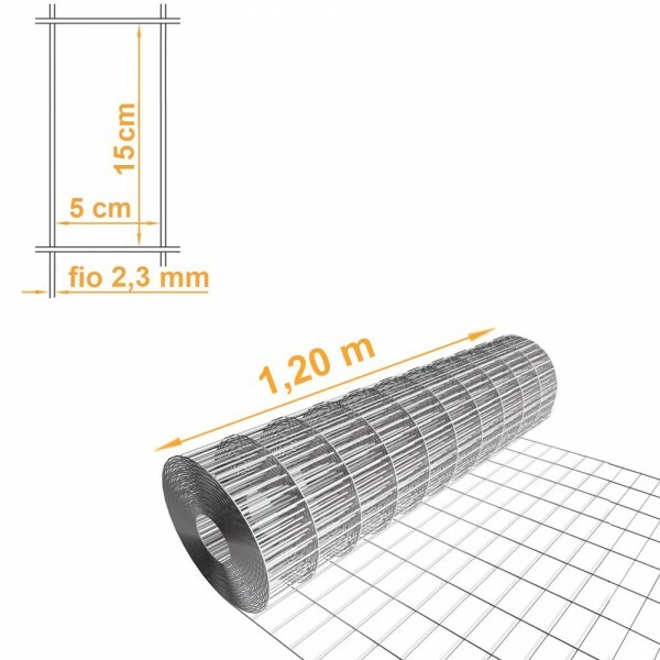 Tela Soldada Segurança Galv. ZN3 Malha 15x5cm Fio 2,30mm MORLAN Alt.1,20m - PREÇO POR METRO