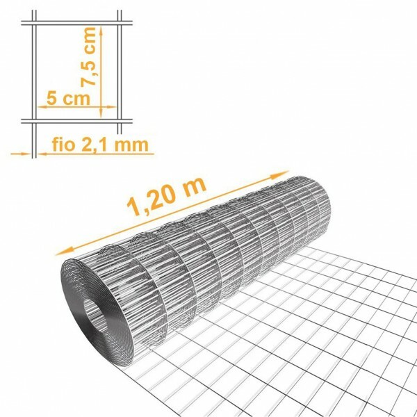 Tela Soldada Segurança Galv. ZN3 7,5x5 cm fio 2,10mm MORLAN - 1,20x1,00m - PREÇO POR METRO