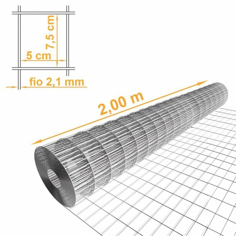 Tela Soldada Segurança Galv. ZN3 7,5x5 cm fio 2,10mm MORLAN Alt. 2,00m - PREÇO POR METRO